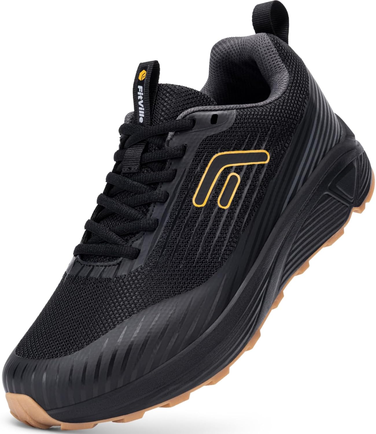 FitVille Men Trail Running Shoes Extra Wide Shoes for Men, Mountain Trail Runner Sneakers, Cushion Walking, Jogging, Plantar Fasciitis