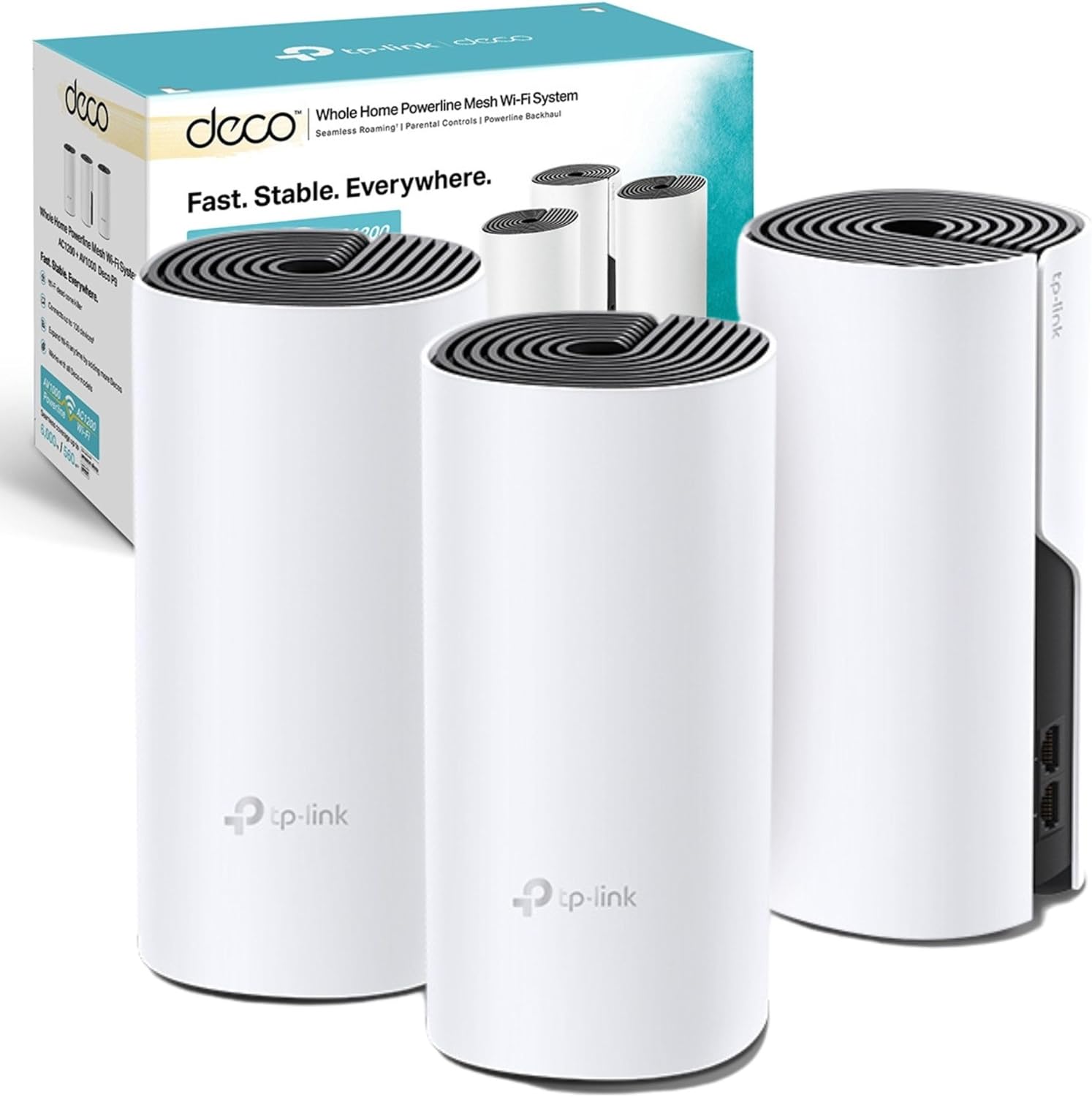 TP-Link Deco P9(3-pack) AC1200Mbps Whole Home Powerline Mesh WiFi System, Up to 6000 Sq ft Coverage, Dual-Band WiFi Booster with HomePlug AV1000, Gigabit Ports, Qualcomm Quad-core CPU