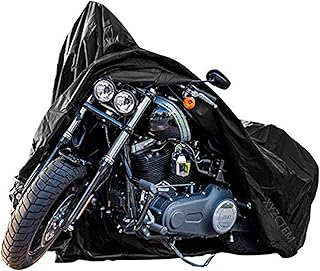 New Generation Motorcycle Cover ! XYZCTEM All Weather Black XXXL Large-Heavy Duty Waterproof Outdoor Protects Fits up to 118 inch for Harley Davidson, Honda, Suzuki,Yamaha and More