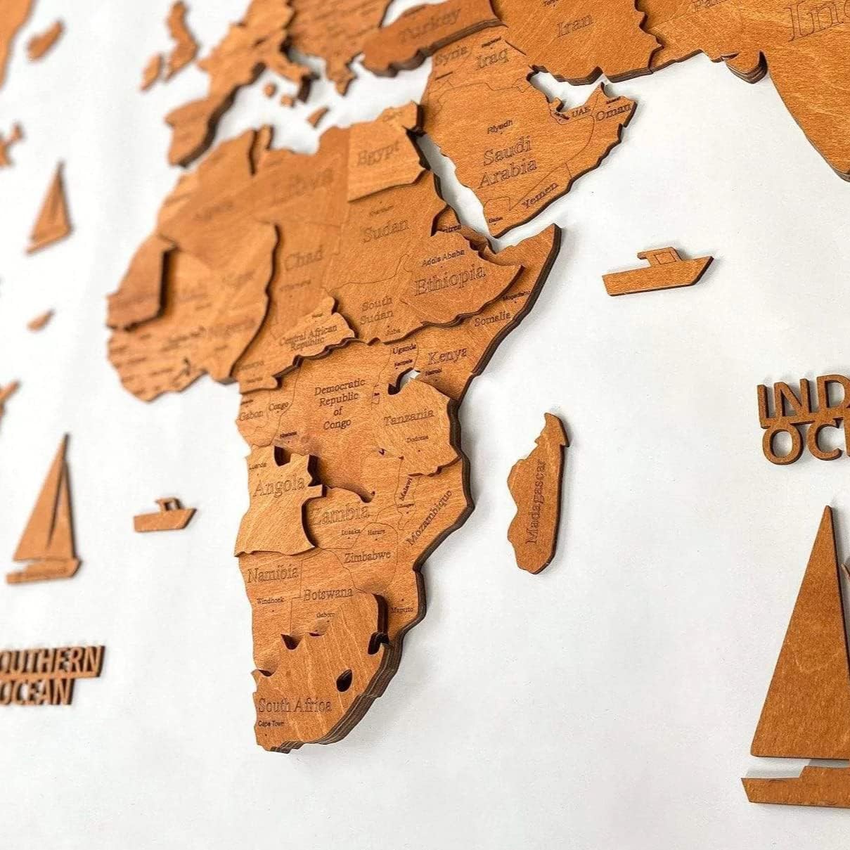 WoodLeo Wooden World Map 3D Art Large Wall Decor - Size (M, L, XL) Any Occasion Gift Idea - Wall Art For Home, Kitchen or Office (SIZE XL, WALNUT)