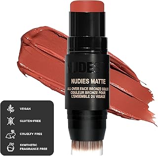 Nudestix Nudies Matte Cream Bronzer 3-in-1 All Over Face Colour for Face, Eyes, and Lips w/Blending Brush