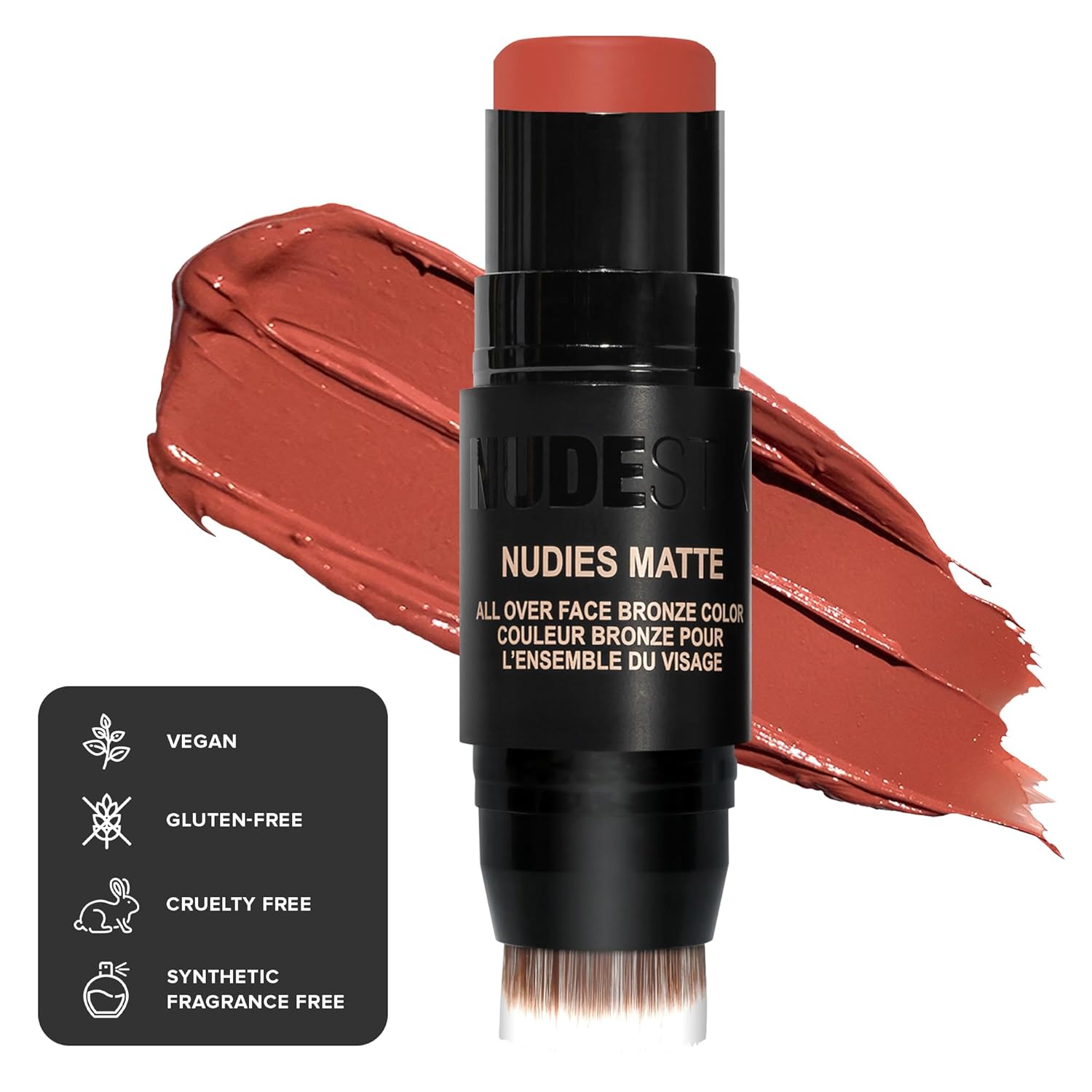 Nudestix Nudies Matte Cream Bronzer 3-in-1 All Over Face Colour for Face, Eyes, and Lips w/Blending Brush