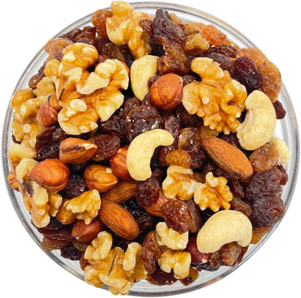 GoodFoodDelivered Raw Nuts & Raisin Mix 1kg – Premium Quality – Includes Raisins, Sultanas, Cashew, Almonds, Walnuts & Hazelnuts – Perfect for Healthy Snacking, Baking, Vegetarian & Vegan