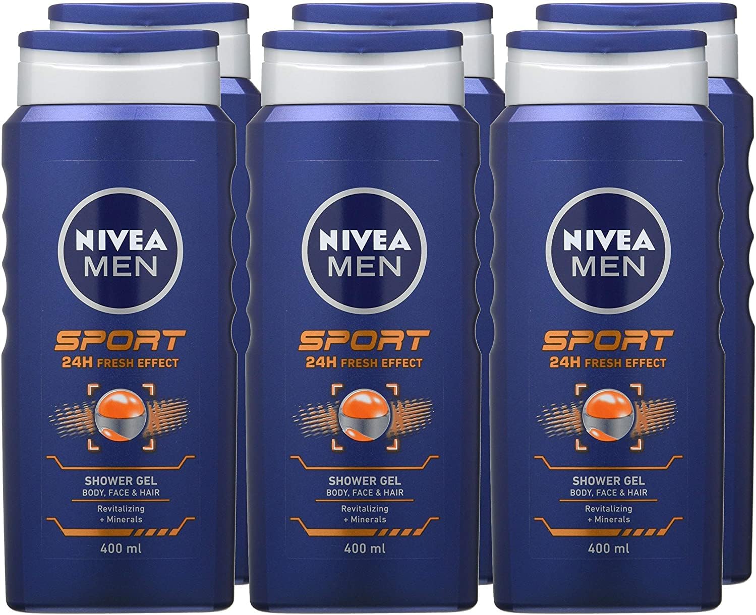 NIVEA MEN Sport Shower Gel (6 x 400ml), Refreshing Body Wash with Lime Scent, All-in-1 Shower Gel for Men, Strong NIVEA MEN Shower Gel