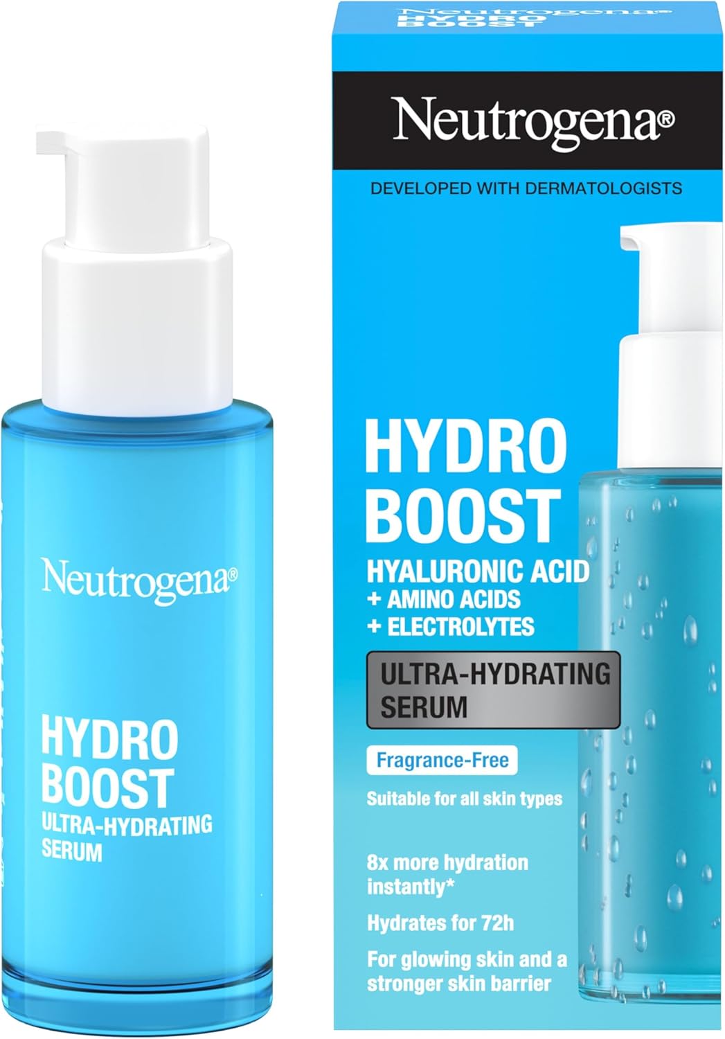 Neutrogena Hydro Boost Ultra-Hydrating Face Serum, Fragrance-Free, with Hyaluronic Acid, Amino Acids & Electrolytes, 30ml