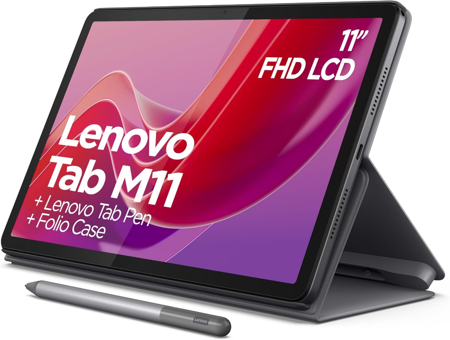Lenovo Tab M11 Android Tablet | 11 Inch Full HD 1200p | 128 GB | Lenovo Tab Pen + Folio Case | WiFi | 4 GB RAM | Luna Grey | Designed for Portable Entertainment