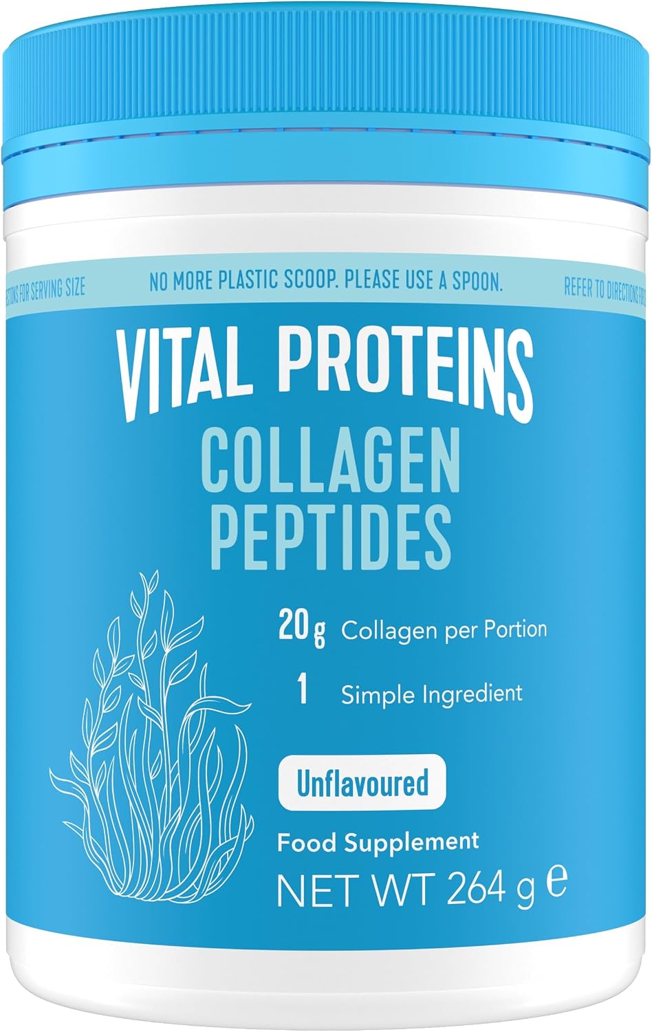 Vital Proteins Collagen Peptides Powder Supplement (Type I, III), Unflavoured Hydrolyzed Collagen-Hair, Skin, Nail Support Supplement, Paleo, gluten free, Non-GMO, 20g per Serving 264g Canister, 1Pack