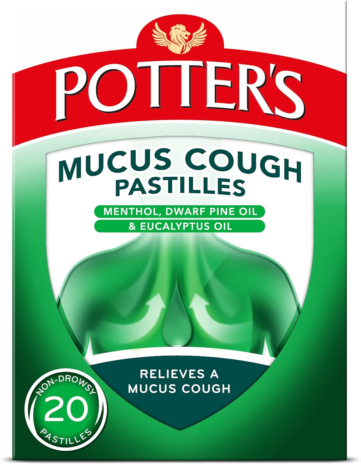 Potter's Mucus Cough Pastilles, Non-Drowsy, Pack of 20 (Packaging May Vary)