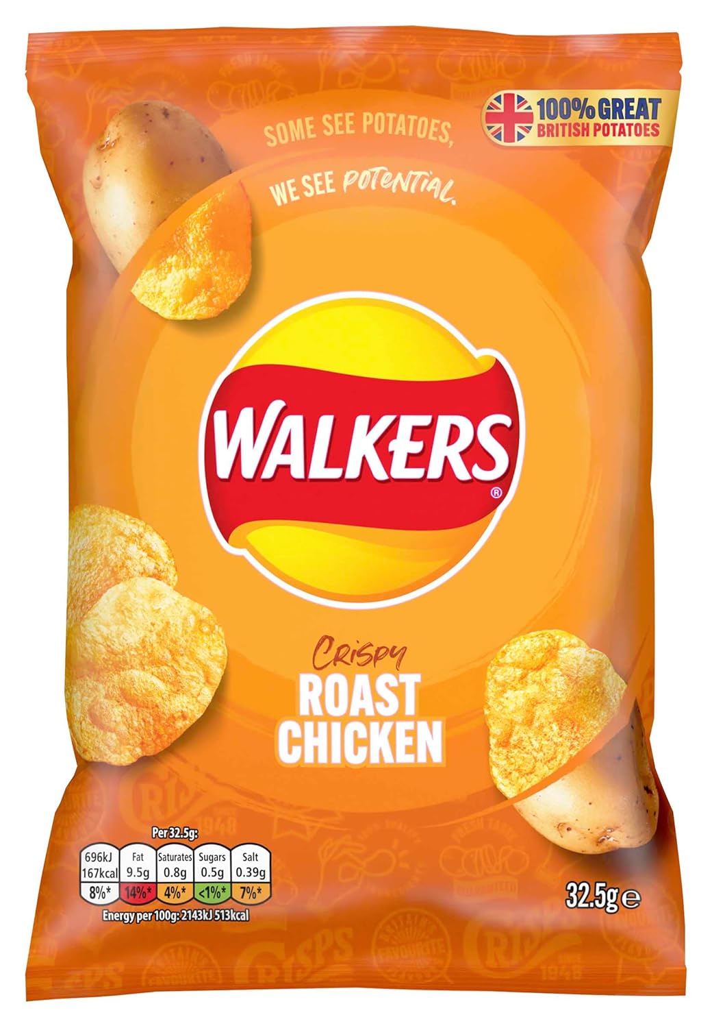 Walkers Crisps All Flavors Fresh Stock 32 x 32.5g (Roast Chicken)