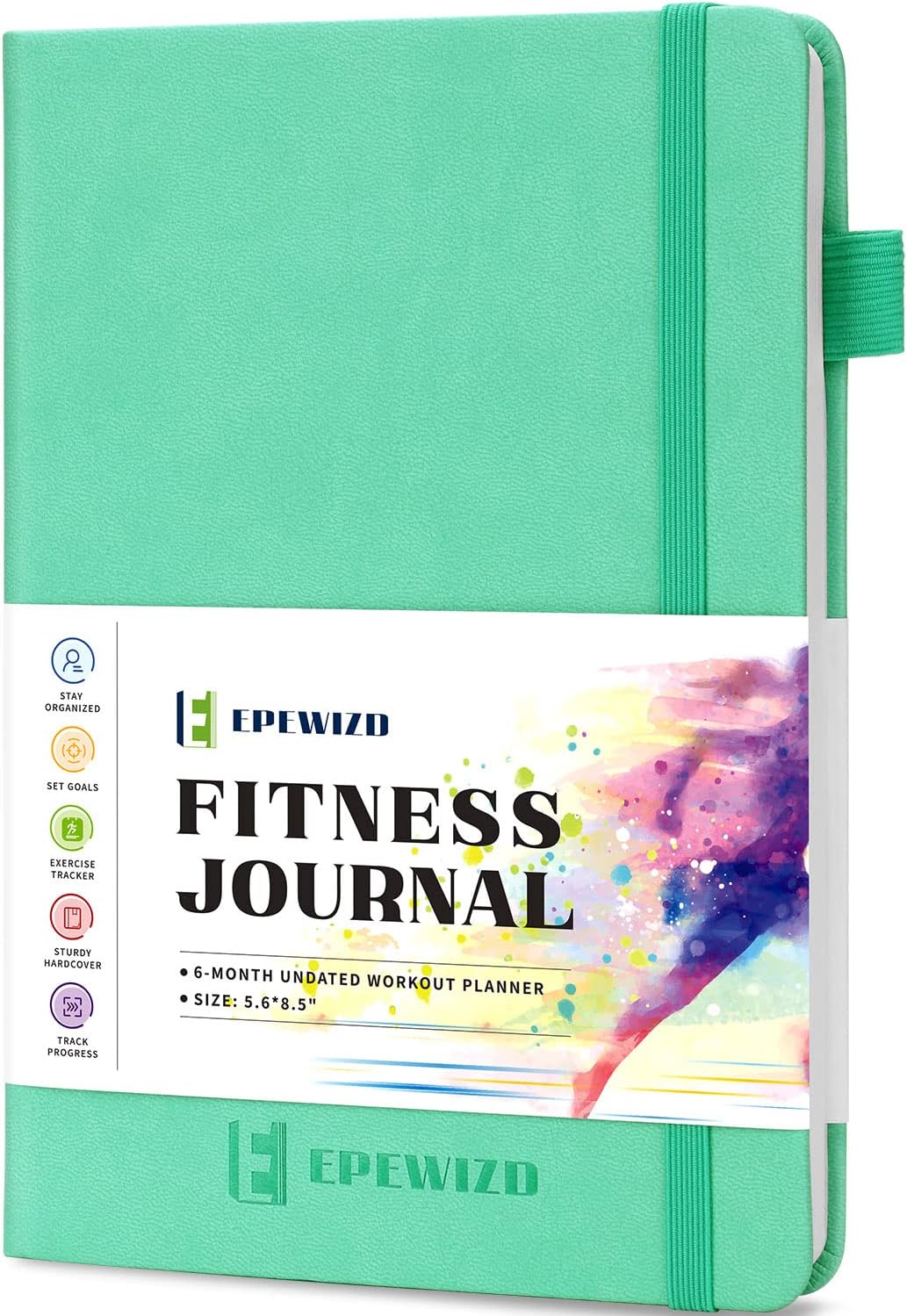 EPEWIZD Fitness Journal Hardcover 6- Month Workout Planner Undated Workout Log Book Home Gym Accessories for Women and Man(Green)