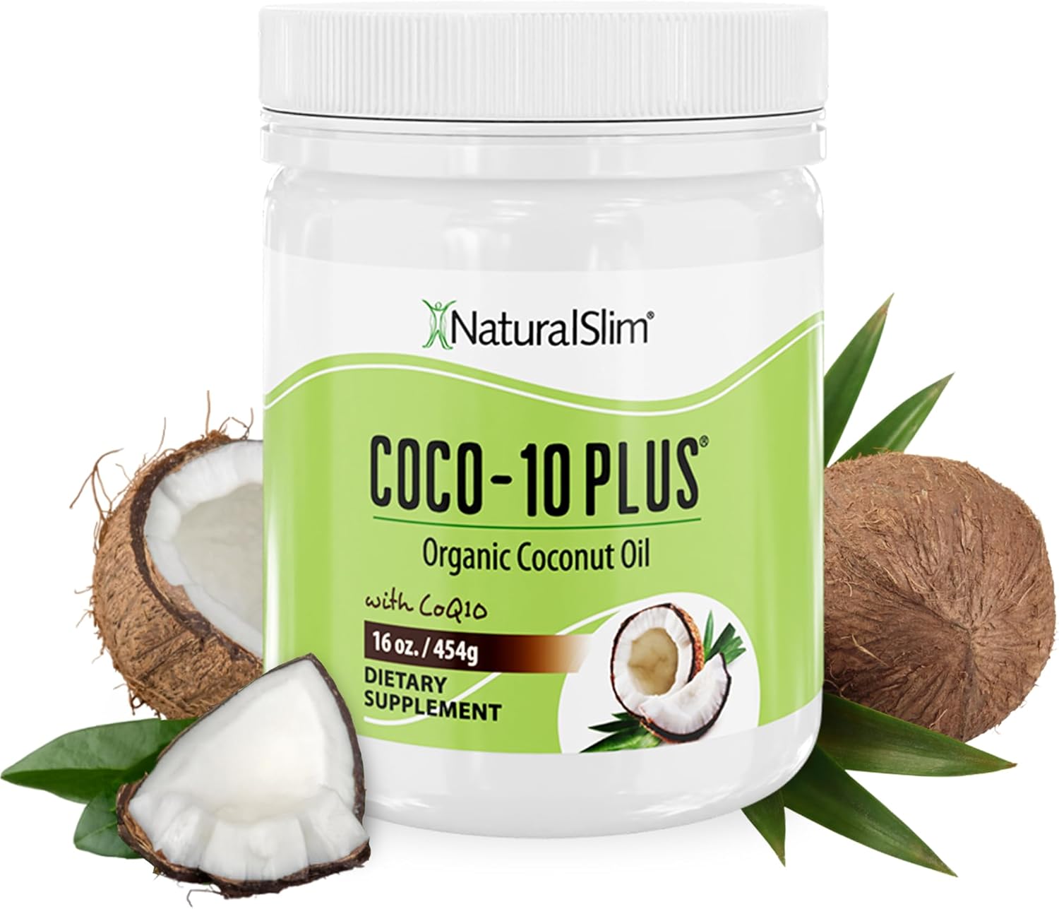 NaturalSlim Coconut Oil with CoQ10 - MCT Oil Organic Coconut Oil for Baking, Mixing with Shake, Smoothies, Coffee, or Ingest Directly - Boost Energy, Metabolism and Immune System Fresh Flavor