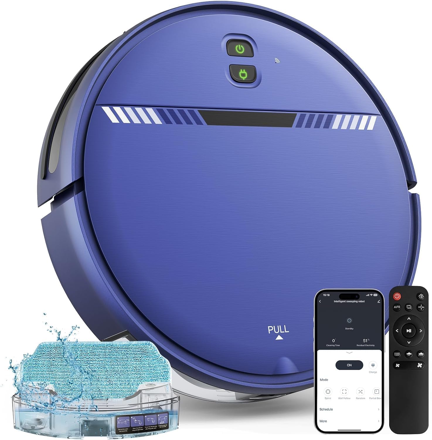 Robot Vacuum and Mop Combo, Automatic Slef-Cleaning Robotic Vacuum Cleaner for Pet Hair, Smart 2 in 1 Mopping Robot Vacuum with Schedule, WiFi/App/Voice, Slim, Ideal for Hard Floor, Carpet