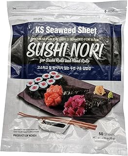 Twice Roasted Seaweed Sheets 7.50 in x 8.25 in (50 Sheets)