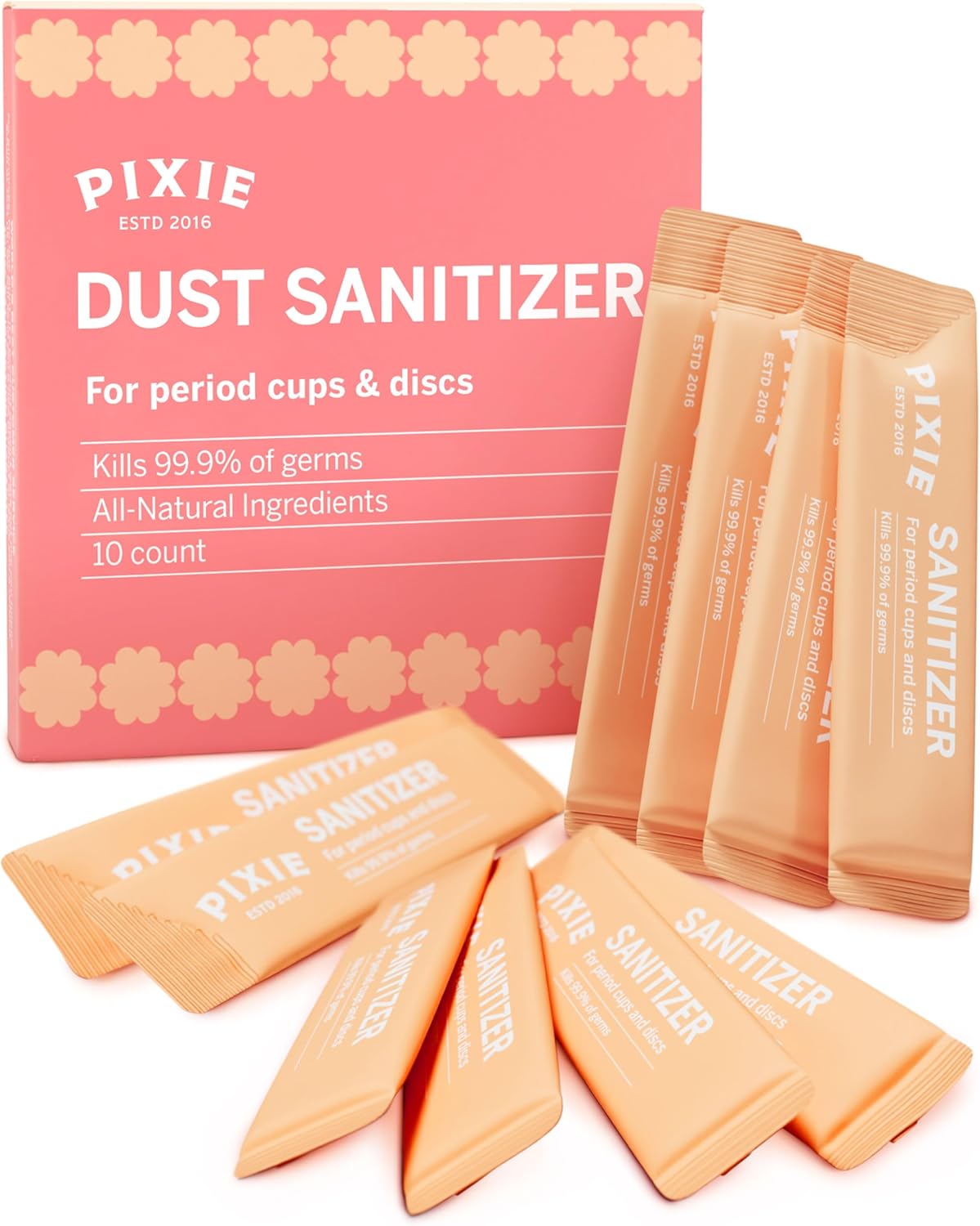 Pixie Cup Dust Menstrual Cup Sanitizer - Menstrual Disc Sanitizer + Period Cup Cleaner - Just add Water - Portable Travel Solution
