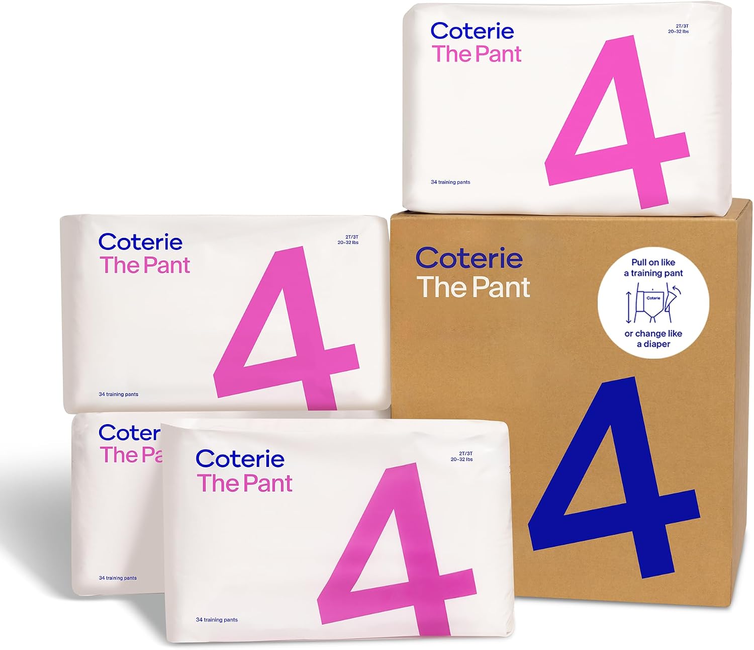 Coterie The Pant, Size 4 Refastenable Training Pants (2T/3T, 20-32lbs)