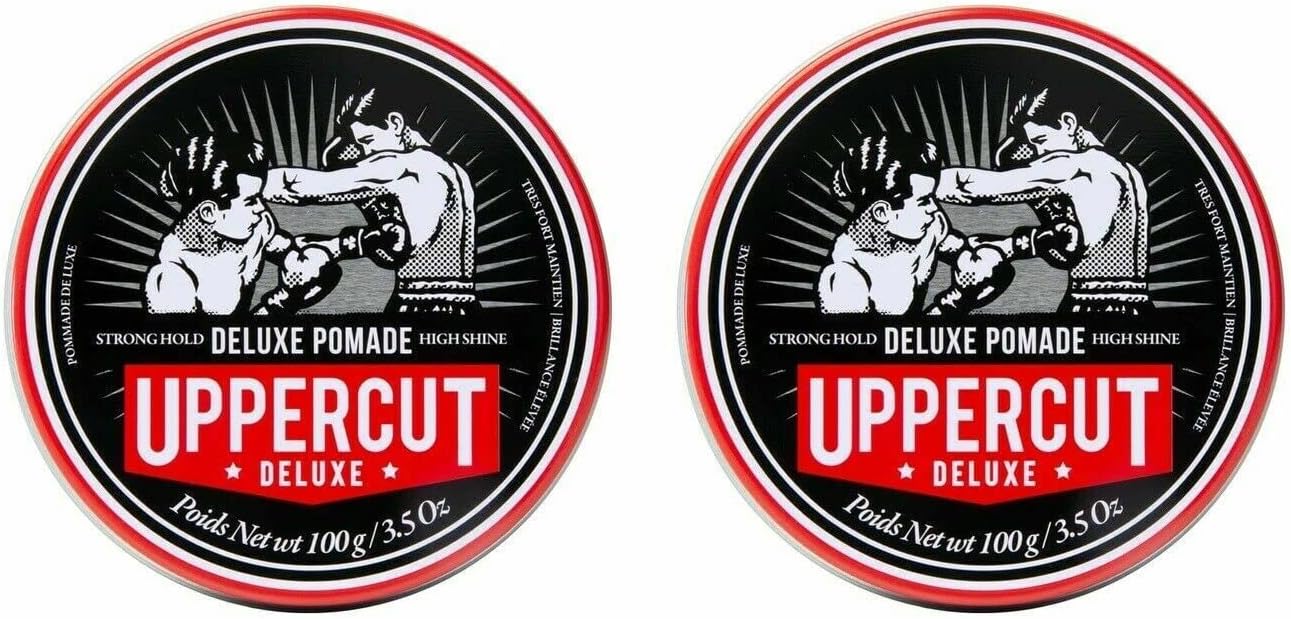 Uppercut Deluxe, Deluxe Pomade, Professional Water Based Pomade to Create Timeless and Classic Looks, Strong Hold and High Shine 2 x 100g