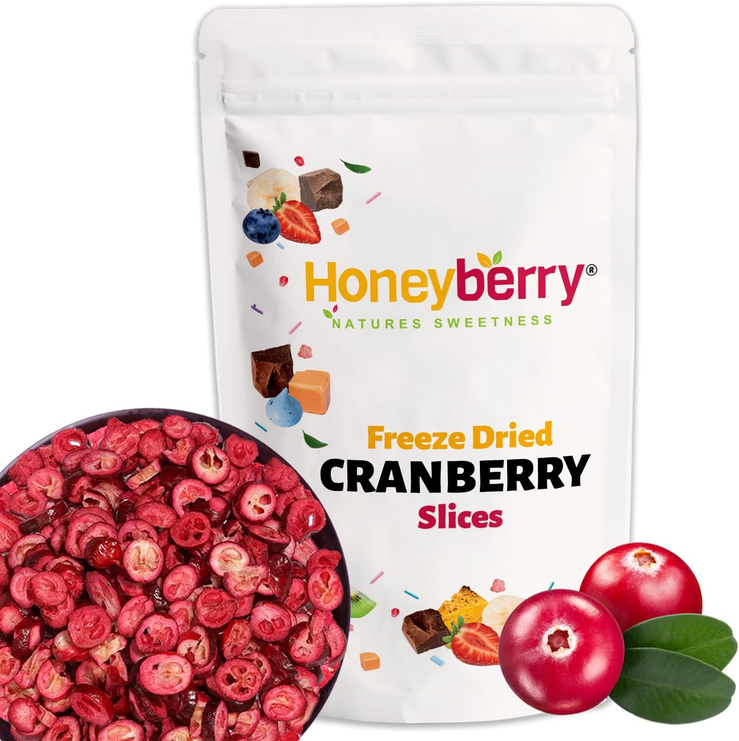 Freeze Dried Cranberry Slices 100g - No Added Sugar, 100% Natural, Gluten Free, Vegan Friendly