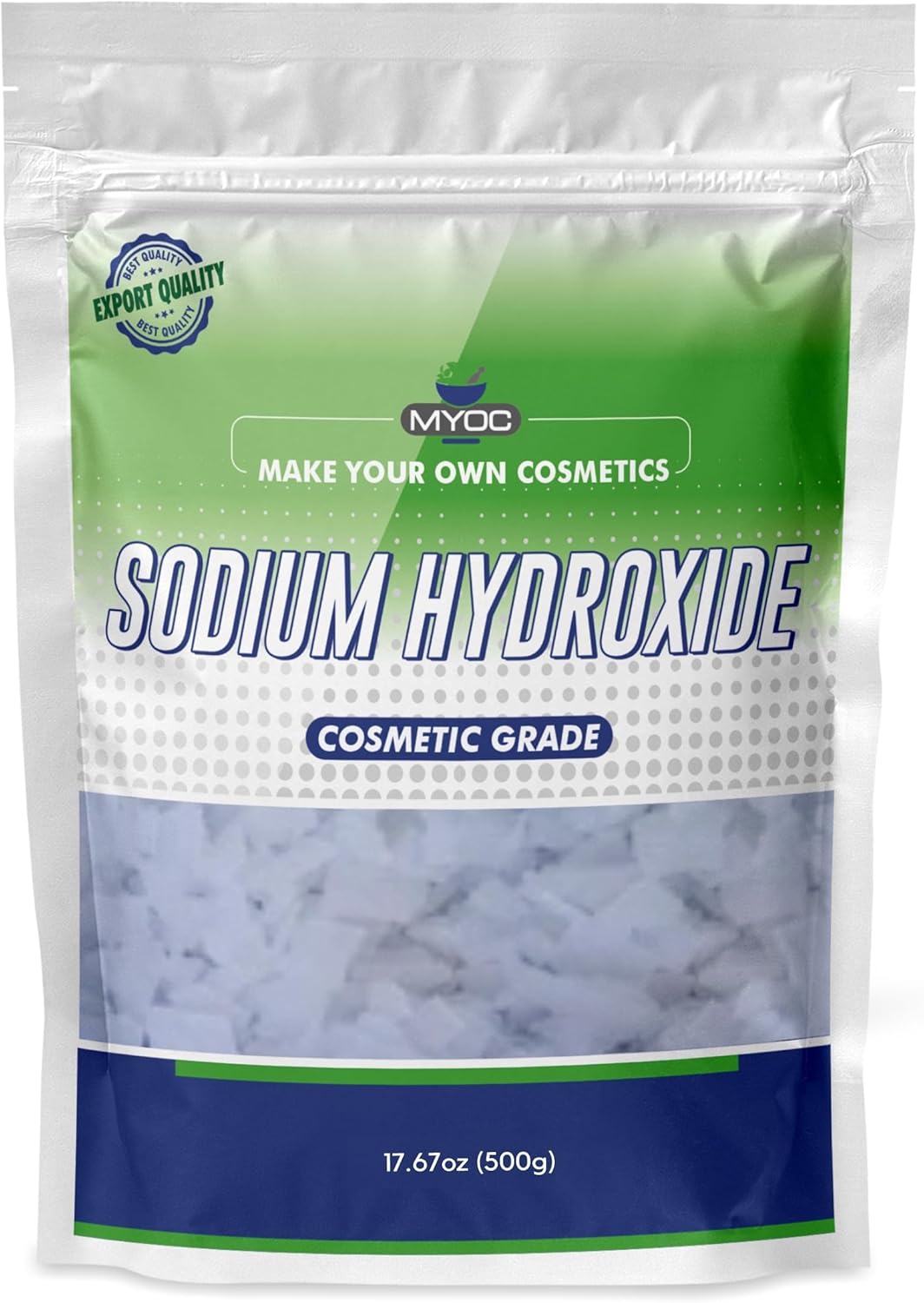 Sodium Hydroxide Flakes – 17.63oz (500gm), Sodium Hydroxide for soap Making, Cosmetics, Make up, Beauty and Personal Care Products.