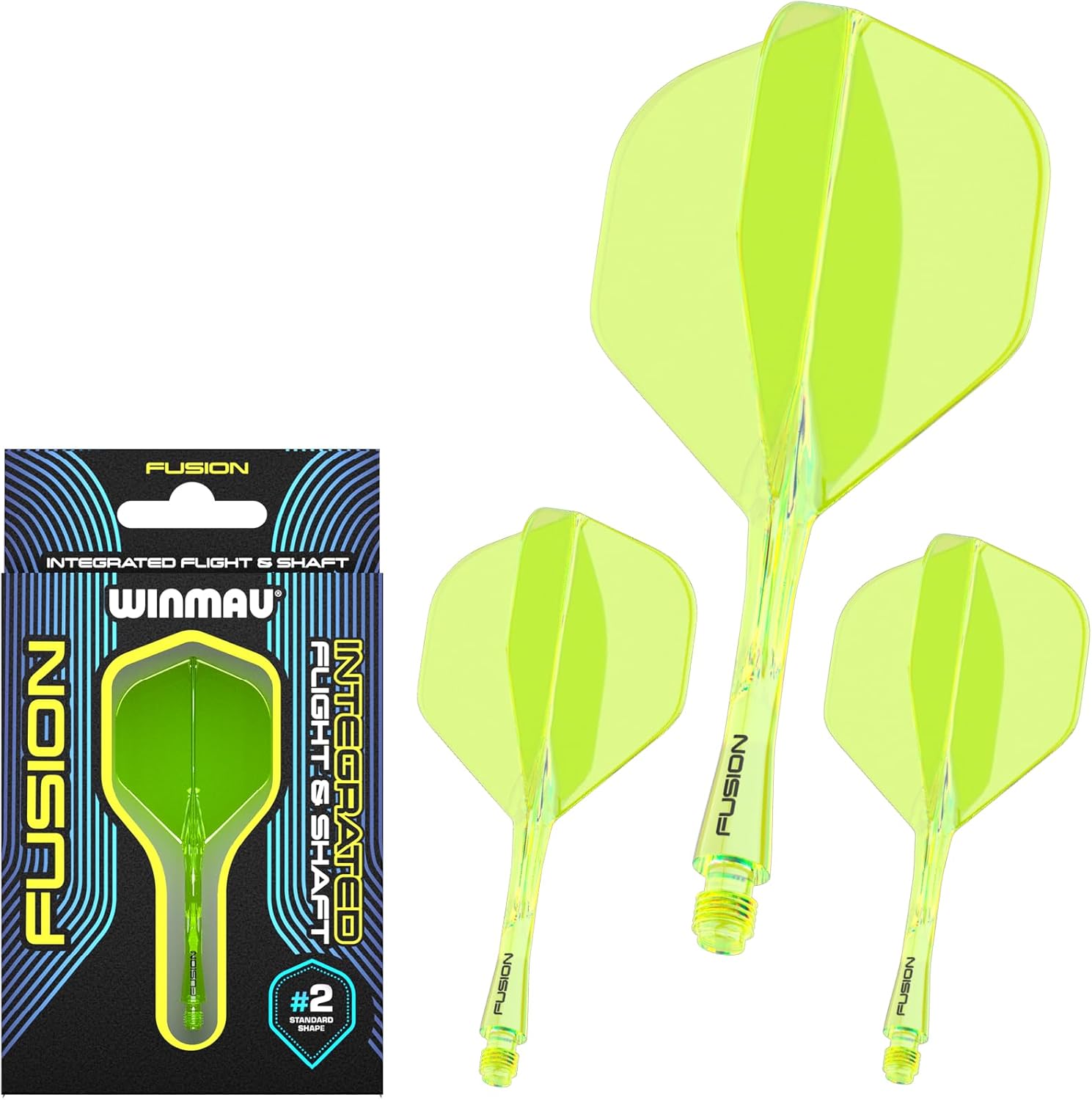 Winmau Fusion Intergrated Dart Flight and Shaft System - 1 Set per Pack (3 Flights and shafts in Total)
