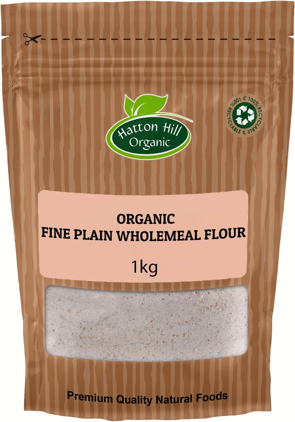 Organic Fine Plain Wholemeal Flour 1kg by hatton Hill Organic | Ideal for Baking Bread, Cakes, Pastries, and More