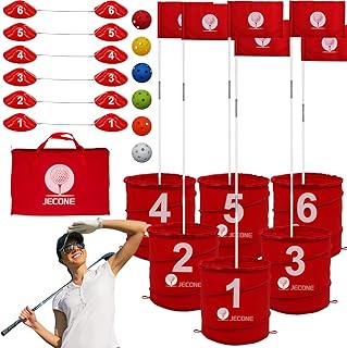 6 Set Golf Bucket Game - Backyard Golf Game Starter Set The Ultimate Golf Practice Game for Family,Adults Yard,Park,Beach Golf Course Play Outdoor Game,Red