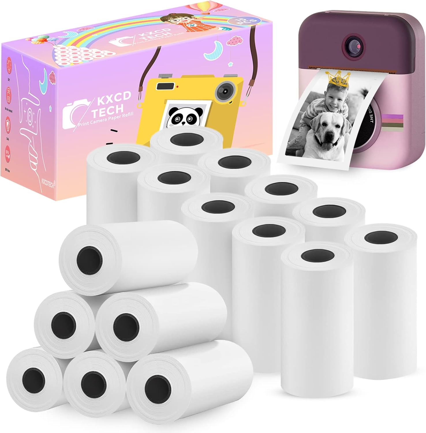 15 Rolls Camera Paper for Kidizoom Print Camera Paper Refill, 2.2x1 Inch BPA Free Kids Camera Paper Compatible with ESOXOFFORE/MINIBEAR/VTech/Dragon Touch Camera, for Most Kids Instant Camera