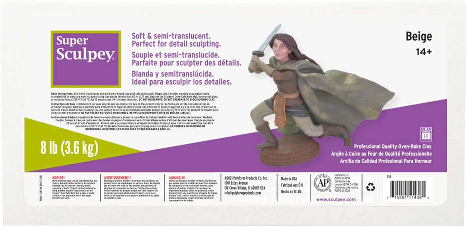 Sculpey PFMSS8 Super Clay, 8 lb., Beige