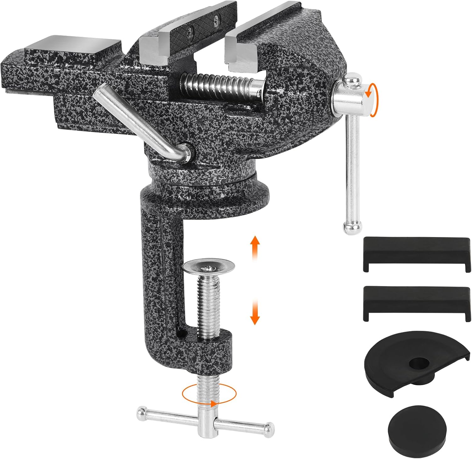 GOXAWEE Universal Bench Vise, 3.15 Inch Table Clamp, 360° Swivel Base, Small Home Vice, Clamp-on Tool for Woodworking, Cutting Conduit, Small DIY Projects, Craft Creation, Sculpting and Modeling