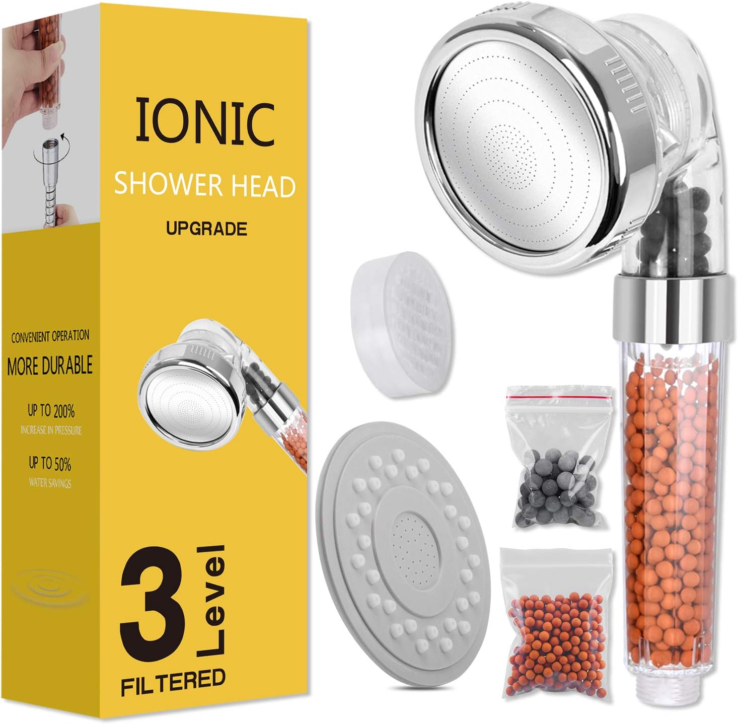 Magichome Filter Shower Head with 3-Layer Filtration, High Pressure Water Saving 3 Modes Universal Shower Head Contains Additional Replaceable Stone