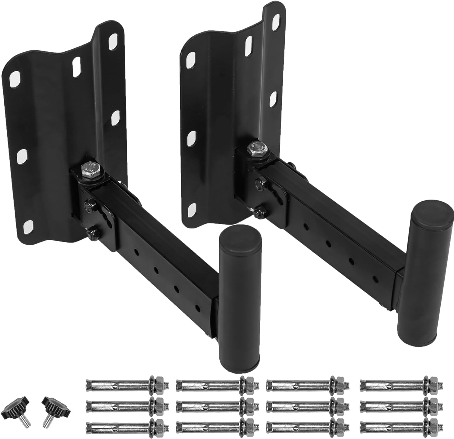 Heavy Duty Speaker Wall Mounts Support up to 110lbs,Adjustable PA Speaker Mount Bracket Holders,Speaker Stand Wall Fixed, Wall Mount Speaker Brackets Swivel & Tilt,2 Packs Black