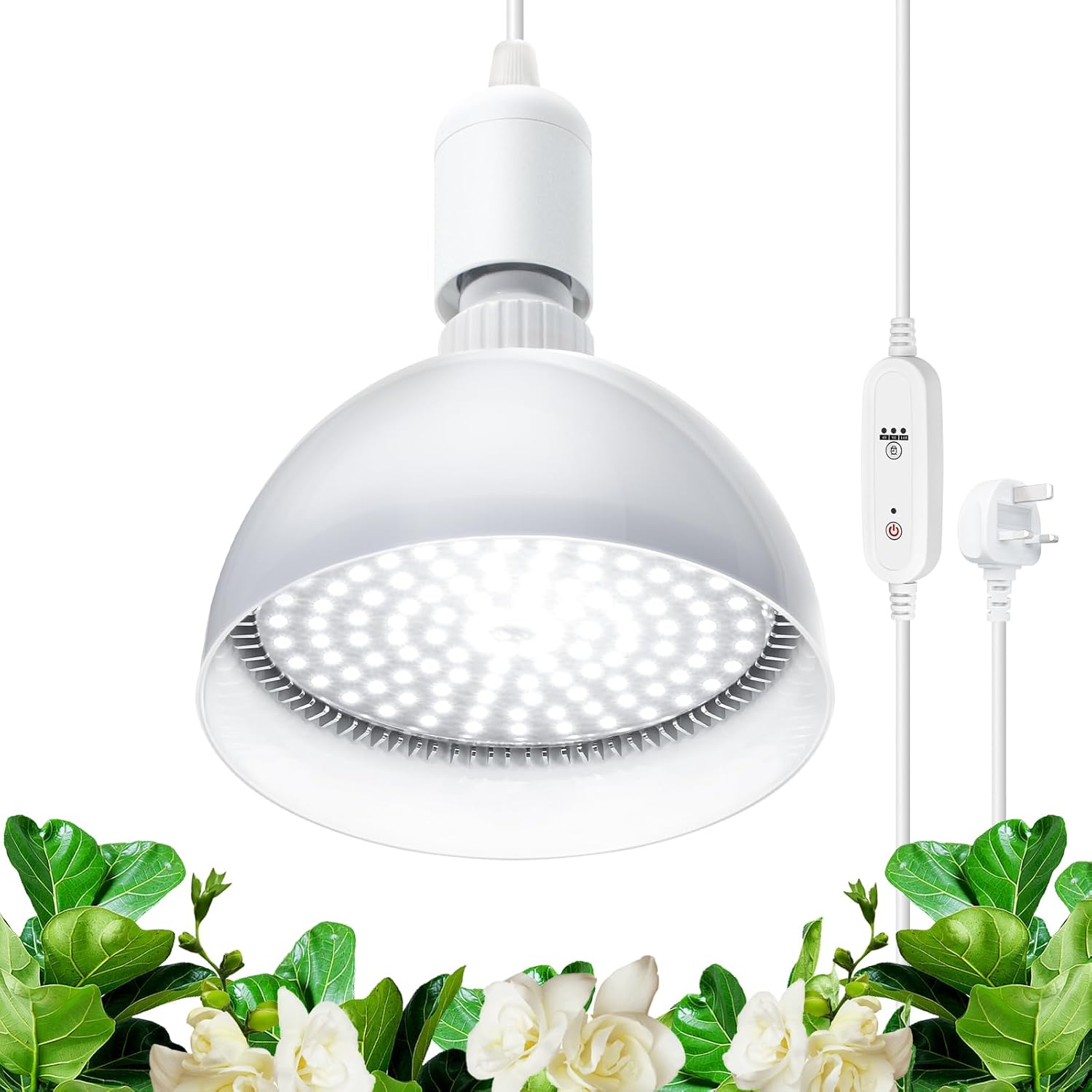 Barrina Grow Light Bulb with Timing and Hanging System, 25W led Lamp Full Spectrum, 4H/9H/14H Timer, led Grow Lights for Indoor Plants for Seedlings Succulents Cactus Growing, Blooming, Fruiting