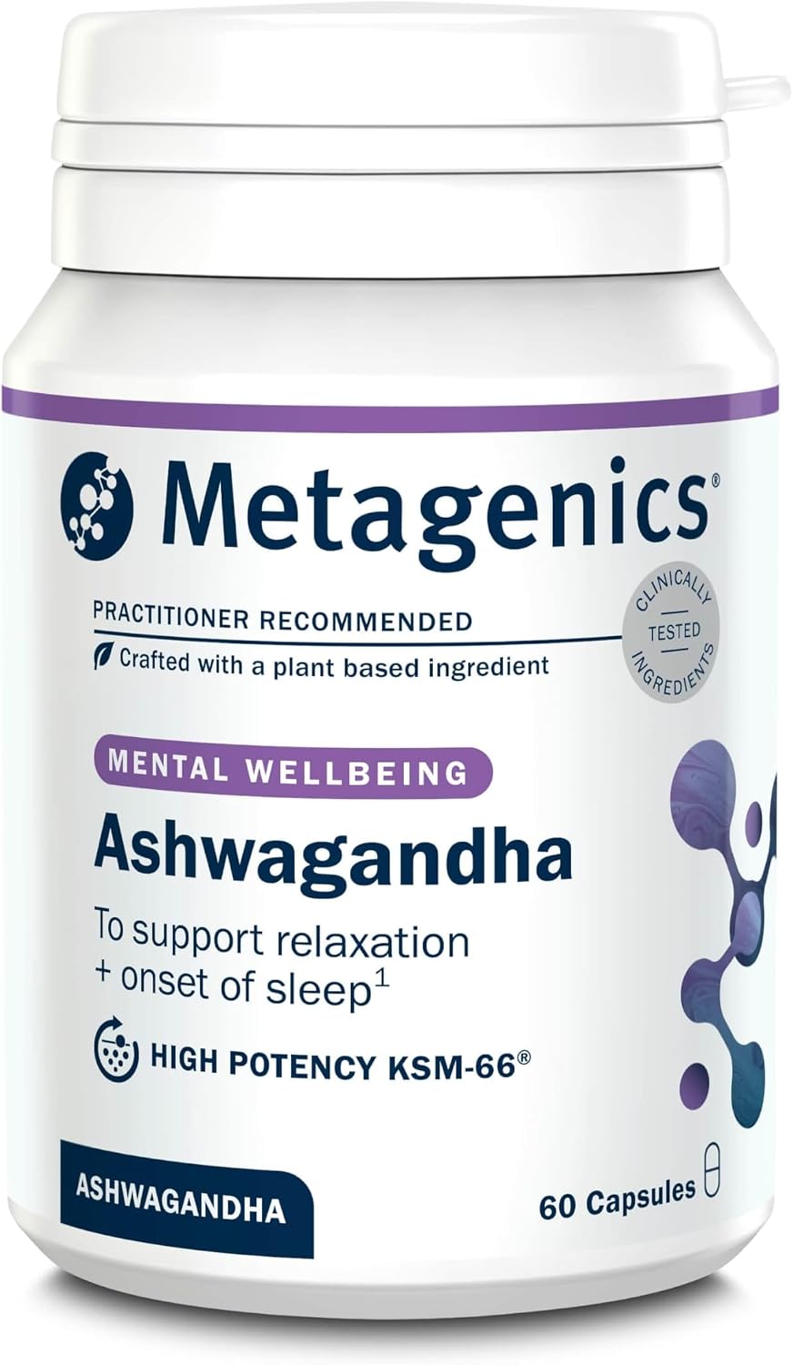 Metagenics Ashwagandha 500mg, Mental Clarity Support - 60 Capsules | High-strength daily vegan formula designed to support normal cognitive function and regulation of hormonal activity