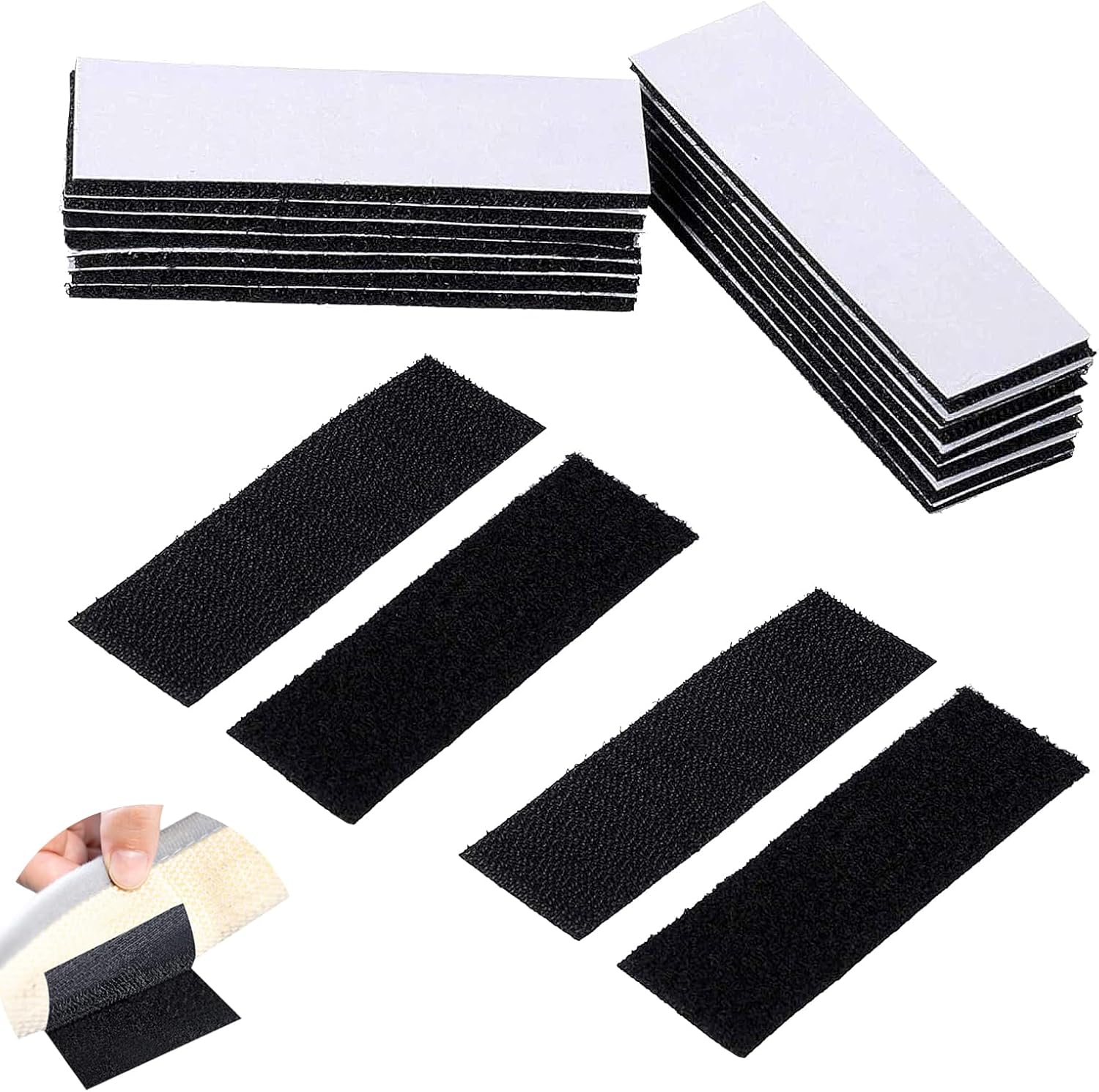12 PCS Velcro Tape Self Adhesive, Velcro Strips, Hook and Loop Strip Tape, for Mounting, Hanging or Organizing Items(3 * 10cm Black)