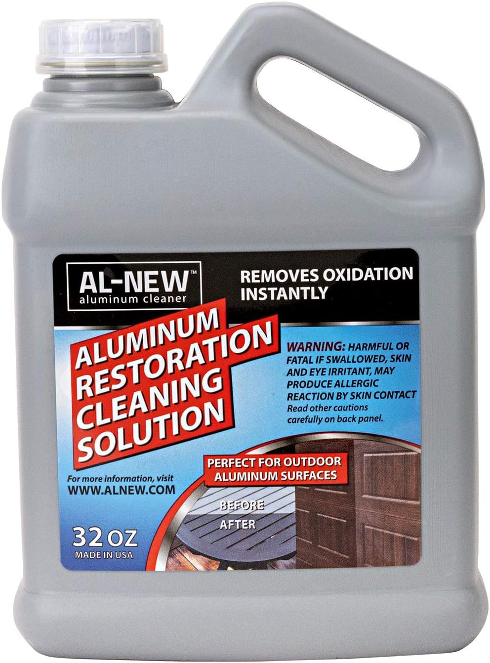 AL-NEW Aluminum Restoration Cleaning Solution | Clean & Restore Patio Furniture, Stainless Steel, and Other Household Metal Surfaces (32 oz.)