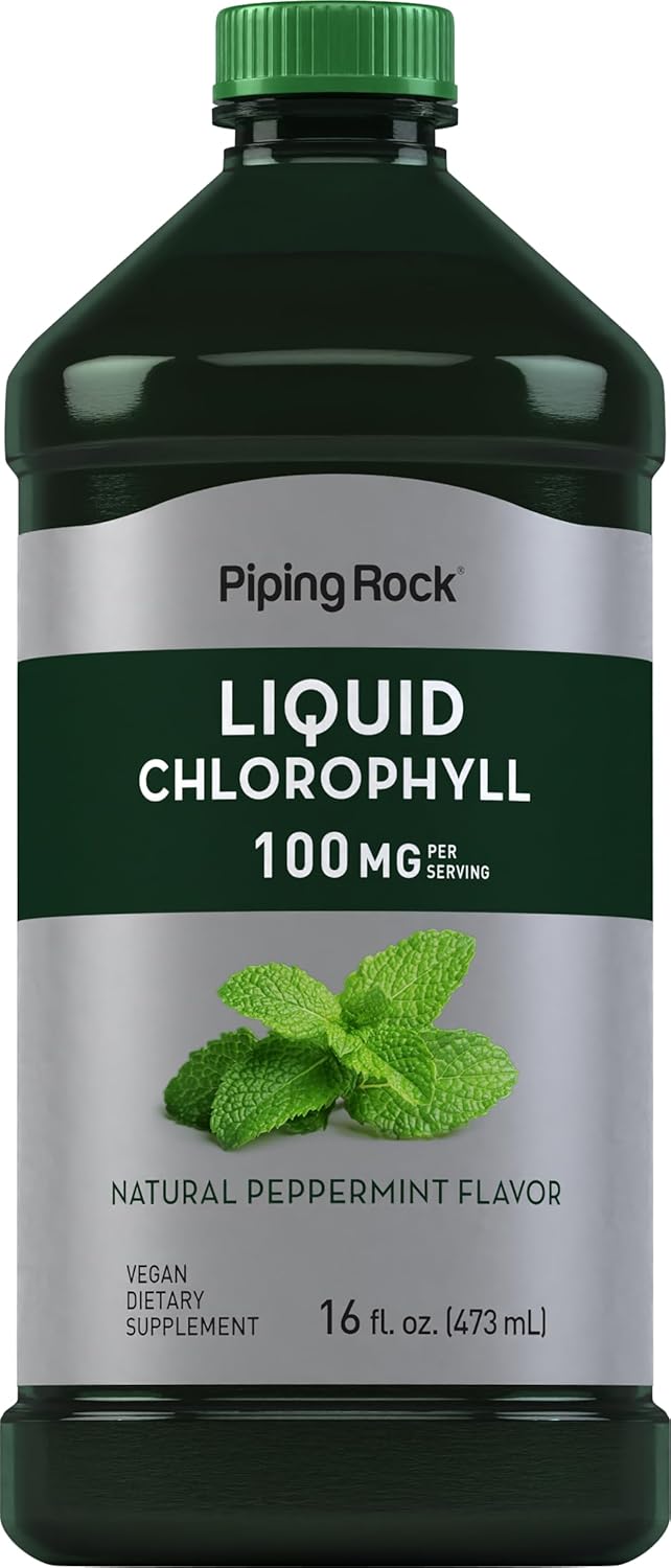 Piping Rock Liquid Chlorophyll 100mg | 16 oz | Mint Flavor | for Women & Men | Vegan, Non-GMO, and Gluten Free Formula