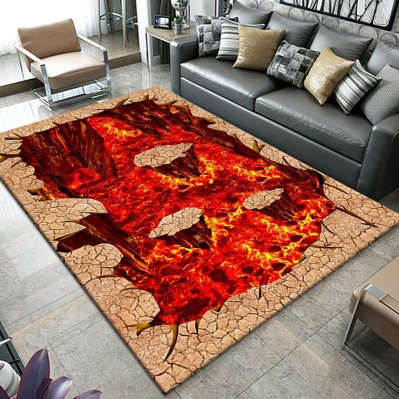 RSDSA Carpet, 3D Hot Lava for Living Room Bedroom Carpet, Kids Room Carpet,160 * 280cm