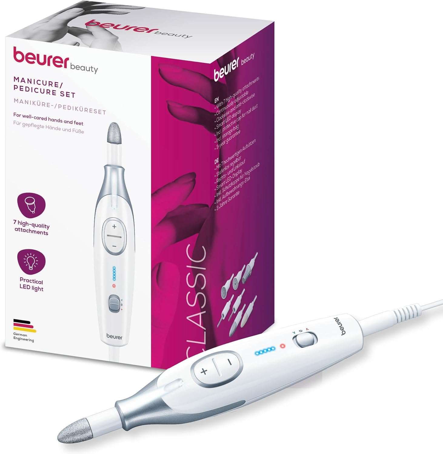Beurer MP 42 manicure/pedicure set, for well-groomed hands and feet, 7 high-quality attachments