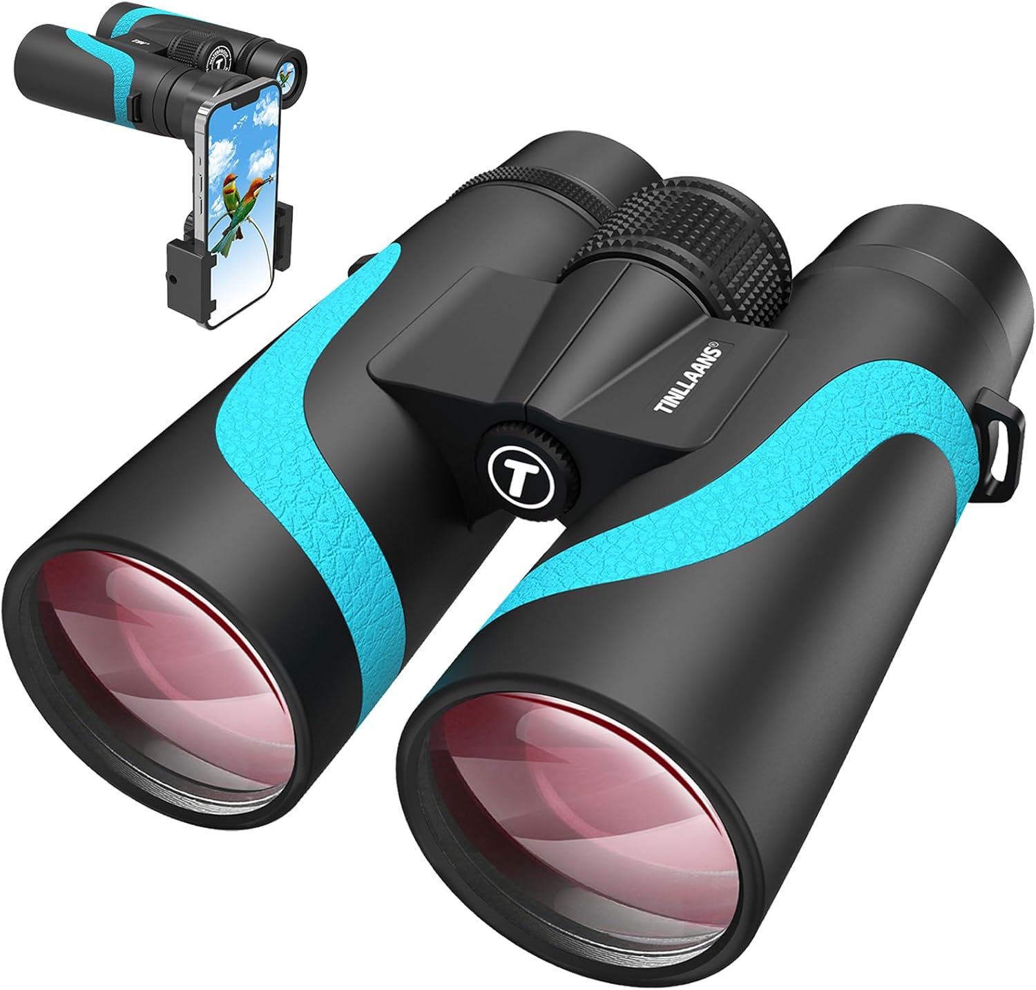 15x55 HD Binoculars for Adults, High Powered, Large View, BAK4 Prism, Waterproof, Lightweight for Bird Watching, Hiking, Travel, Cruise Trip with Phone Adapter (Blue)