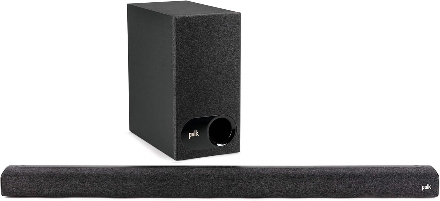 Polk Audio Signa S3 Soundbar with Subwoofer, HDMI ARC, Bluetooth, Google Chromecast, Soundbar for TV with 5.1 Dolby Digital Decoding, AUX, Optical Input, Black