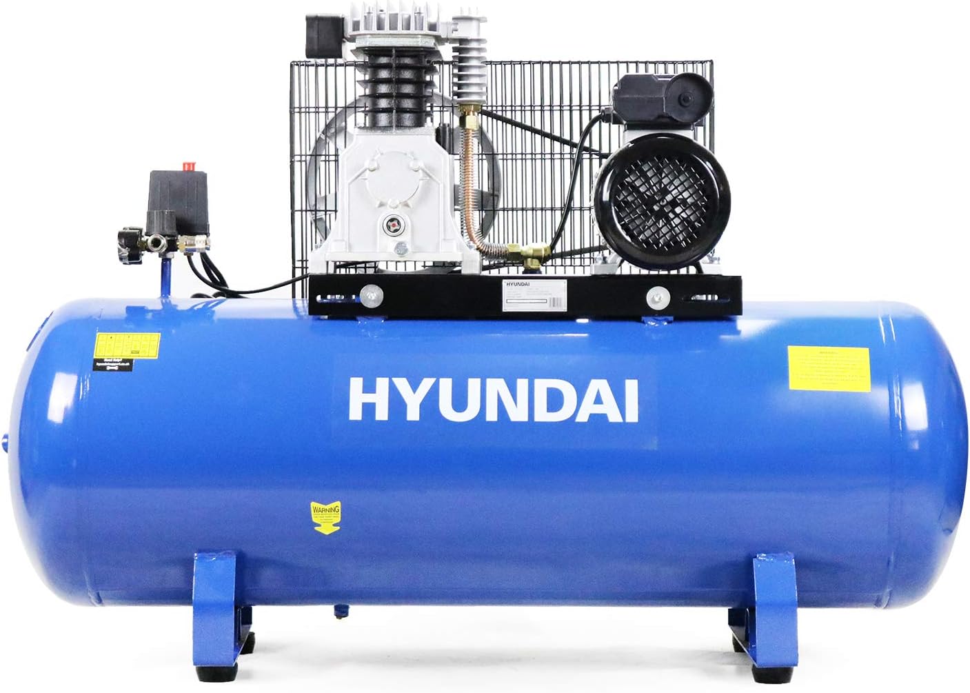 Hyundai 150L Air Compressor 3HP Twin Cylinder Belt Drive, 14CFM 145psi Low Noise Electric Workshop Compressor for Tools, Spray Painting & Inflation