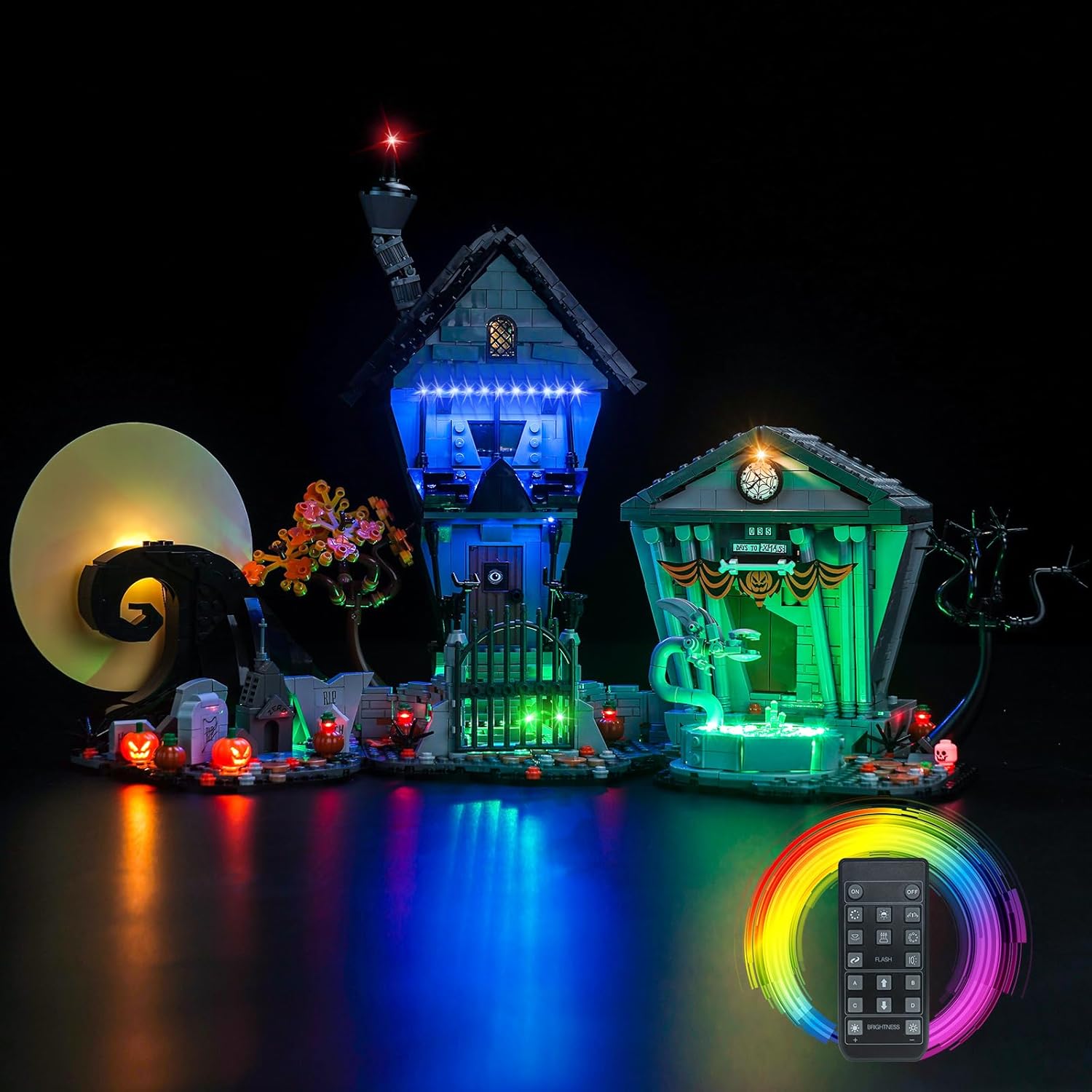 Light Compatible with Lego Tim Burton's The Nightmare Before Christmas 21351, Lighting Set Accessories Compatible with Lego Halloween Chris 21351, No Models Only Light (RC Version)