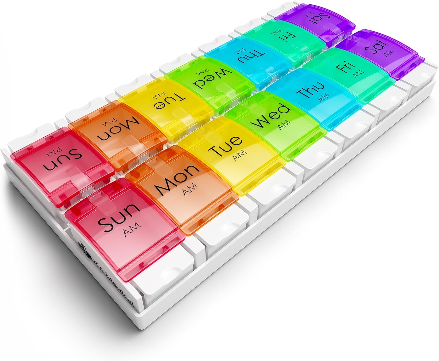 JFA Medical Weekly Pill Box Organiser/Reminder for Medicines Supplements, Vitamins, 7days, 2 compartments per Day