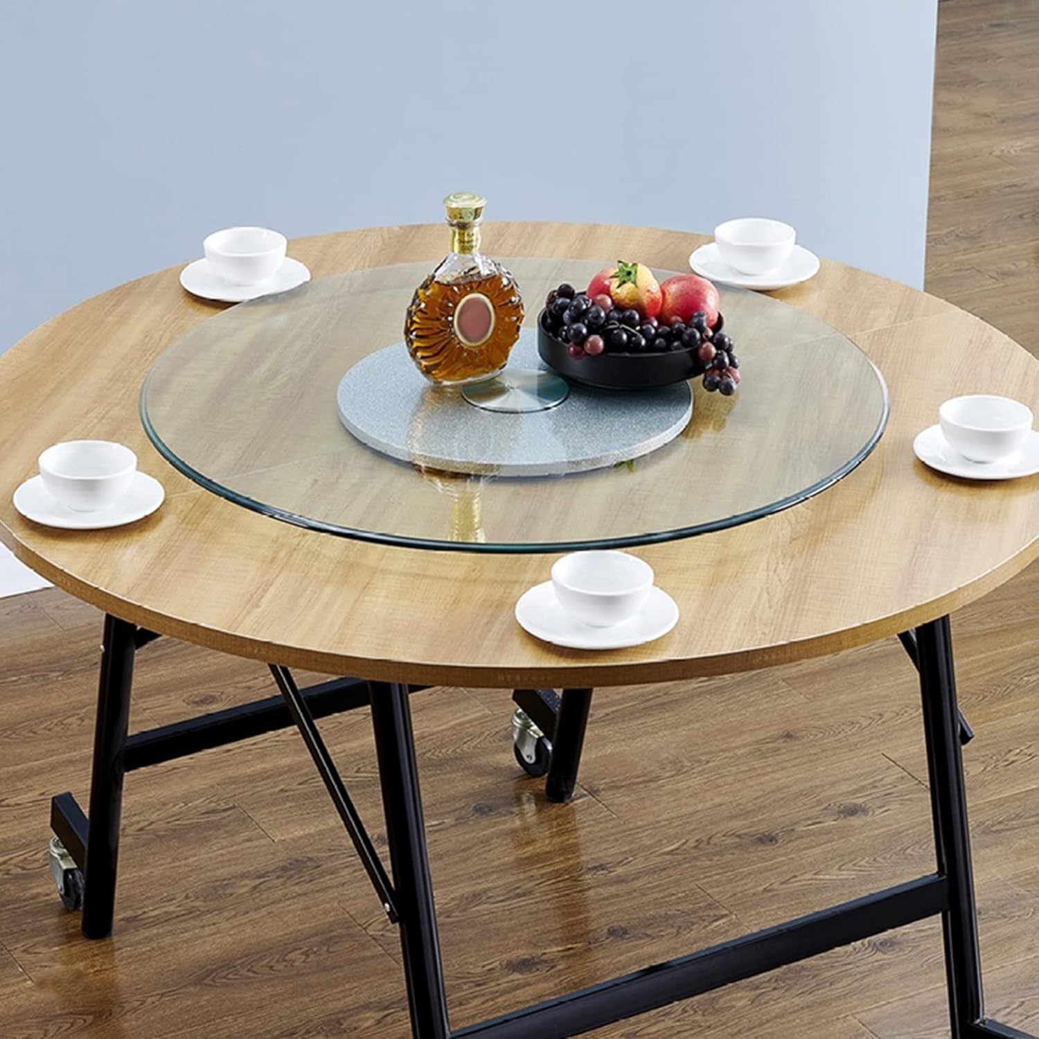 Rotating Turntable Round Glass Lazy Susan 60-120 cm Rotating Tray for Kitchen Dining Table Serving Plate Large Silent Tabletop Organizer Spices storage 300KG Bearing for Banquets Party ( Size : 50cm/2