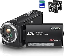 Video Camera Camcorder, QHD 2.7K Camcorder 50MP 16X Digital Video Camera for YouTube, 2.8'' 270 Degree Rotation Screen Video Recorder Vlogging Camera with 32GB Card and Two Batteries