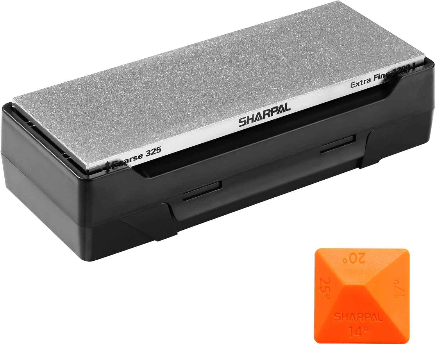 SHARPAL 162N Double-sided Diamond Sharpening Stone Whetstone Knife Sharpener |Coarse 325 / Extra Fine 1200 Grit | Storage Case with NonSlip Base & Angle Guide (8 in. x 3 in.)