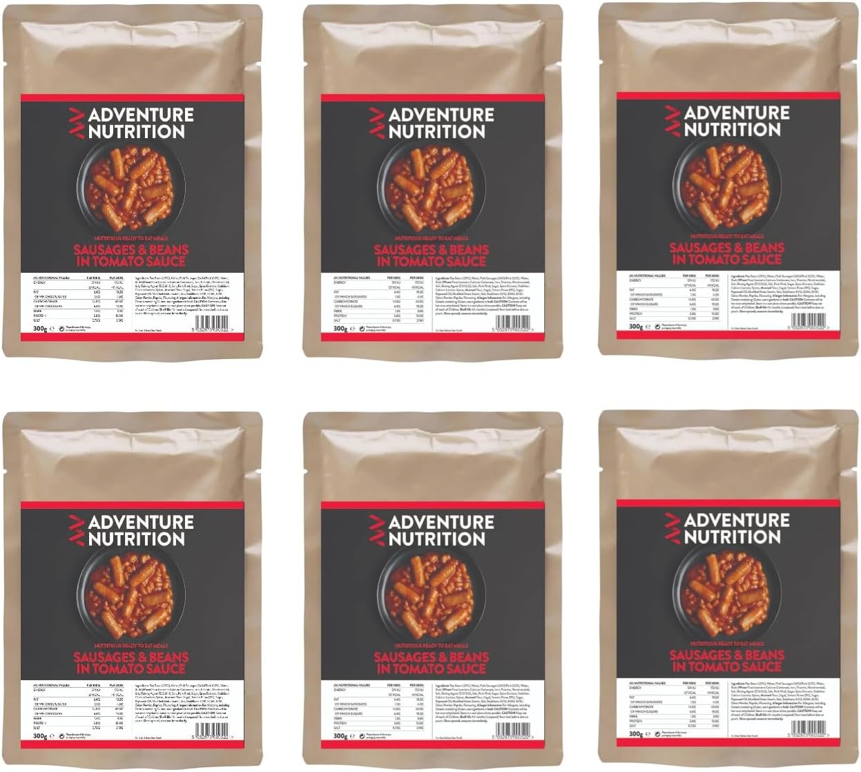Adventure Nutrition Ready-to-Eat Wet Meals | Camping Food & Hiking Meals | Outdoor, Backpacking & Expedition Food Multiple Flavours Available (Pork Sausage & Beans, 1)