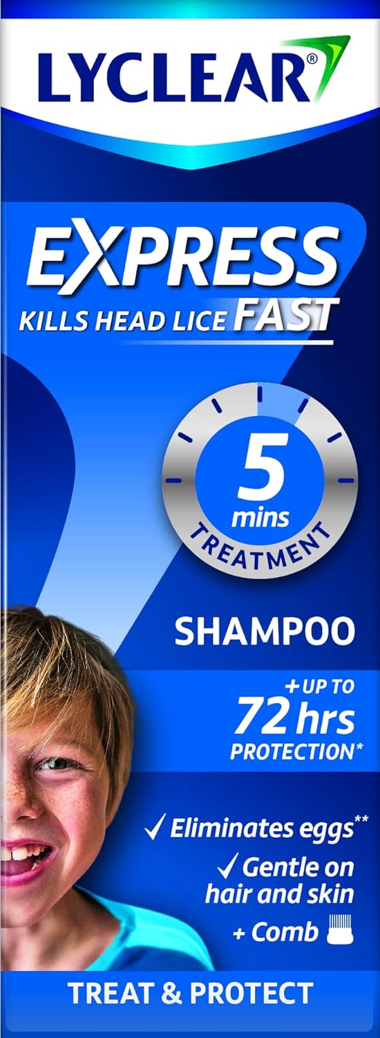 Lyclear Express Treat & Protect Shampoo - Kills Head Lice & Eggs – Effective in Just 5 minutes on Head Lice - Helps Protect for up-to 72 Hours* & Washes Hair – 200ml Shampoo Format