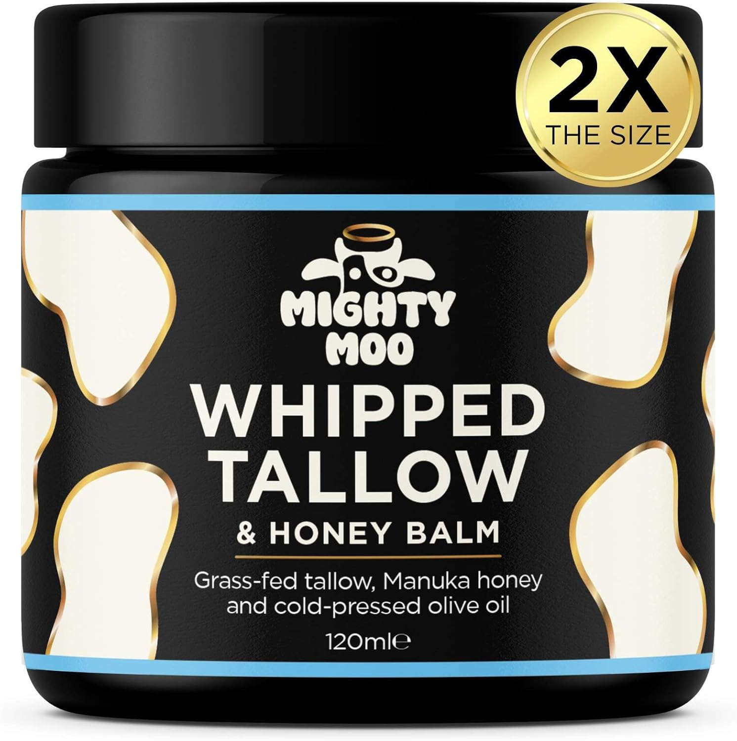 Beef Tallow Skin Care - Whipped Tallow Face Cream with Manuka Honey Balm by Mighty Moo. Grass Fed Moisturiser and Lip Balm and Body Lotion. 120ml, Orange and Cedar.