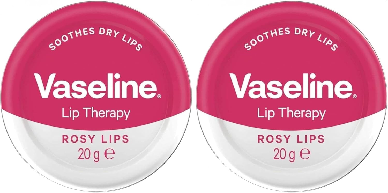 Vaseline Lip Therapy Rosy Lips Lip Balm Tin made with 3x purified petroleum jelly for dry lips 20 g (Pack of 2)