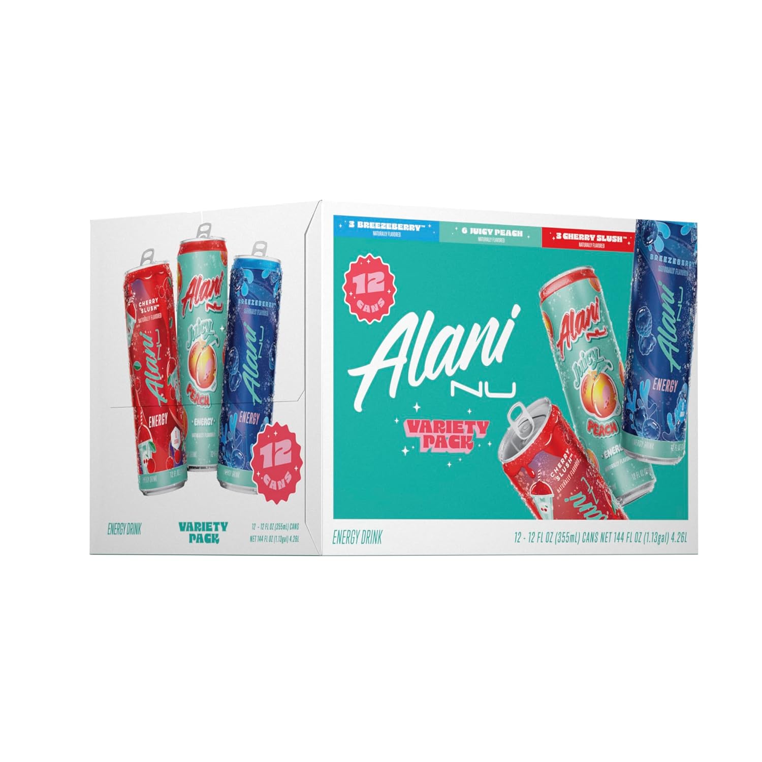 Alani Nu Variety Pack Sugar Free Low Calorie Energy Drinks | 200mg Caffeine | Biotin, B Vitamins | Zero Sugar| 15 Calories or Less | 12 Oz Cans | 12 Pack